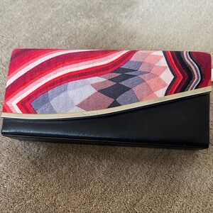 Pineda Covalin black leather and silk clutch
